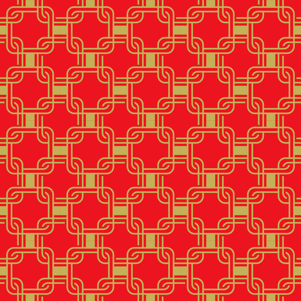 Estilo chino rojo dorado sin costuras dispuestas en un patrón cuadrado entrecruzado
. - Vector, Imagen