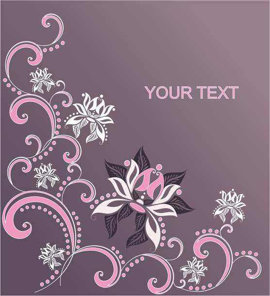 Vintage graphic background with flower ornamental elements and text - Vector, Image