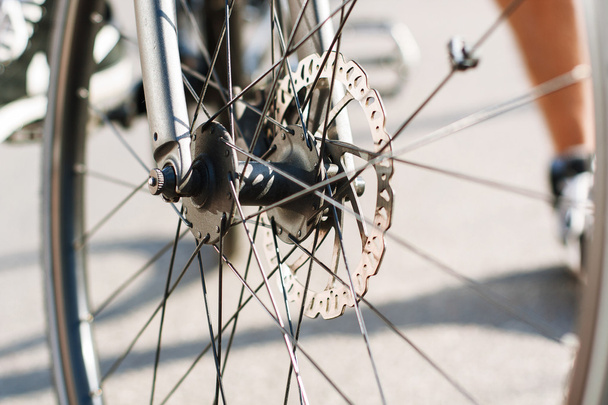 Part of Bike brake disc in close up. - Foto, Imagem