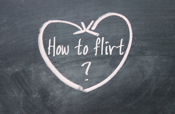how to flirt text and heart sign on blackboard - Foto, Imagen