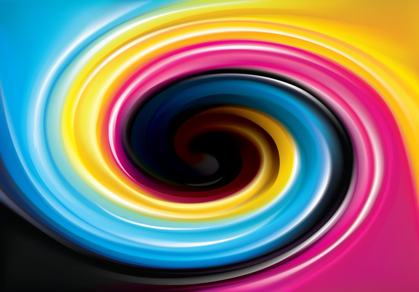 Vector swirl background of primary colors printing process (CMYK - Vector, Image