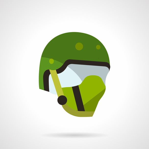Green sports helmet vector icon - Vector, Image