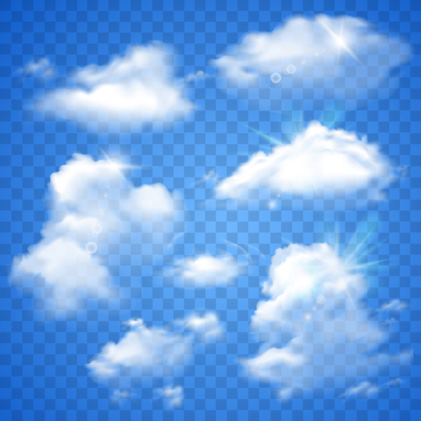 Transparante wolken op Blue - Vector, afbeelding