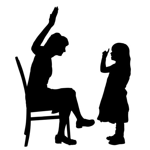 black silhouette of family. - Vector, Image