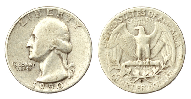 kwartaal dollar munt van de Verenigde Staten van 1950 - Foto, afbeelding