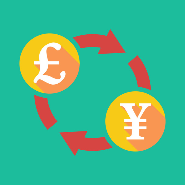 signo de cambio con un signo de libra y un signo de yen
 - Vector, Imagen