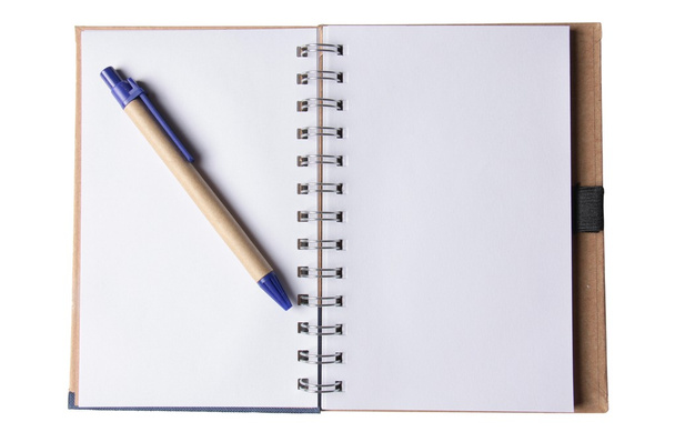 pustego notatnika z makulatury na biały - Zdjęcie, obraz