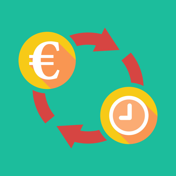 Signo de cambio con un signo de euro y un reloj
 - Vector, imagen