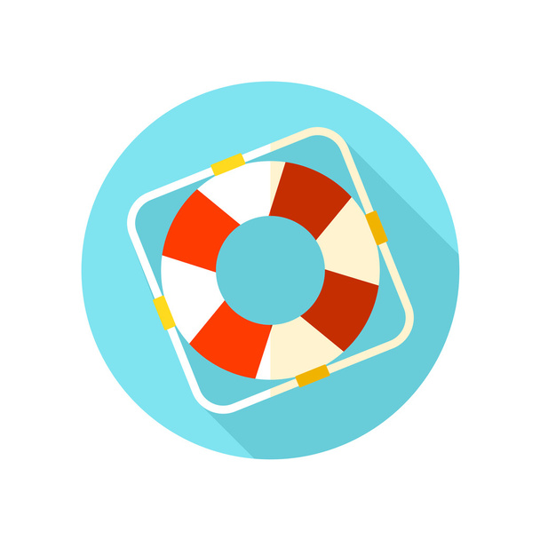 Lifebuoy icono plano con sombra larga
 - Vector, Imagen