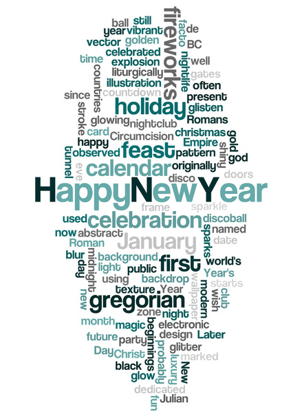 Word cloud of happy new year and its related words - Photo, Image