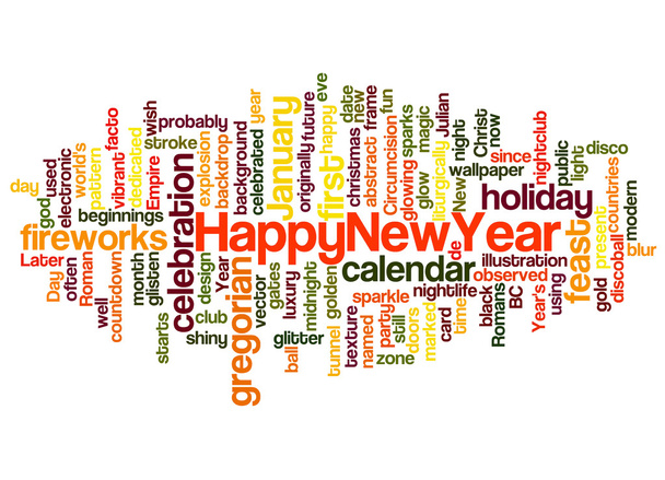 Nuvem de palavras de feliz ano novo e suas palavras relacionadas
 - Foto, Imagem