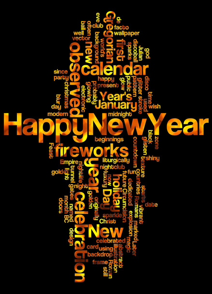 Nube de palabras de feliz año nuevo y sus palabras relacionadas
 - Foto, imagen