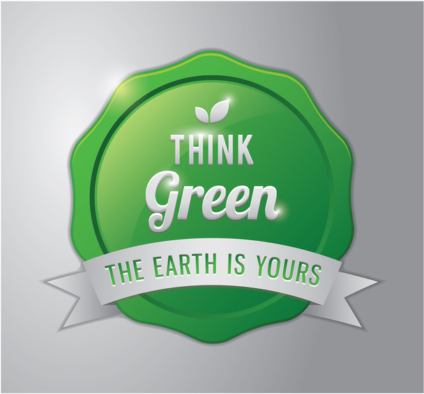 Emblema verde: pense verde
 - Vetor, Imagem