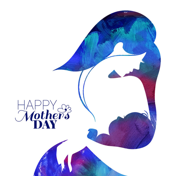 mother silhouette with her baby - Vector, Image