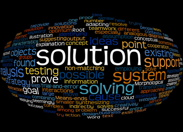 word cloud of solution and its related words - Photo, Image