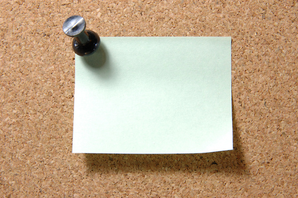 Post-it note with pushpin on corkboard - Photo, Image