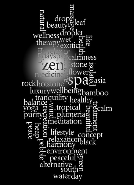 Wortwolke aus Zen und Wellness und seinen verwandten Wörtern - Foto, Bild