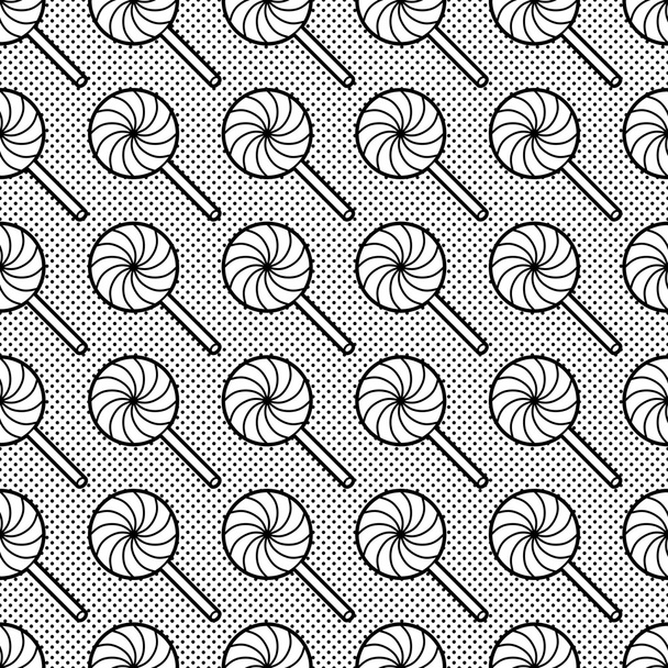 Černá a bílá vzor bezešvé s lízátka - Vektor, obrázek