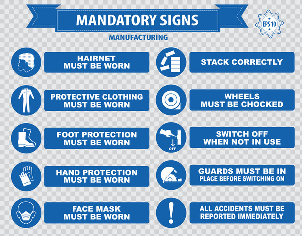 Manufacturing Mandatory Signs - Vector, Image