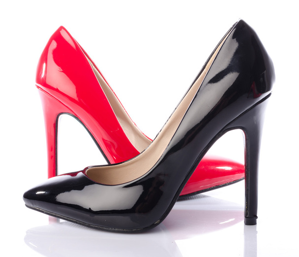 Zwarte en rode hoge hak schoen - Foto, afbeelding