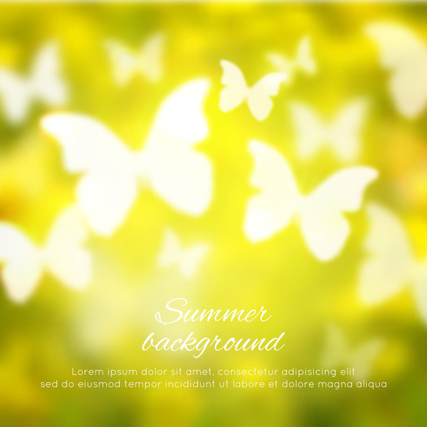 Abstract shining background with butterflies - Vector, Image