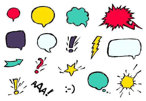 Set dynamic comic speech bubbles different emotion - ベクター画像