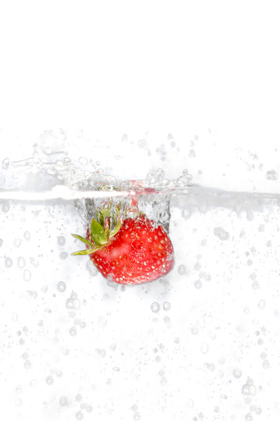 Strawberry Splashing Into Water - Photo, Image