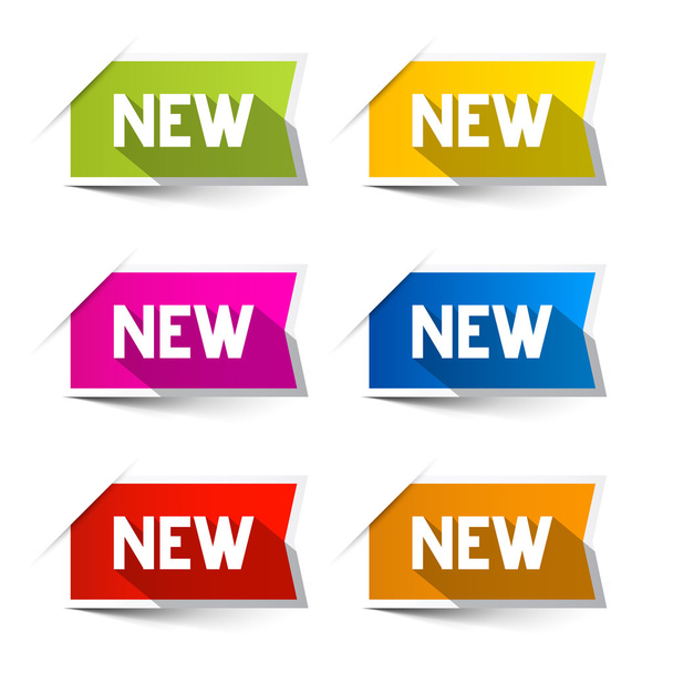 Nuevas etiquetas de papel vectorial colorido - Conjunto de etiquetas engomadas aisladas sobre fondo blanco
 - Vector, imagen