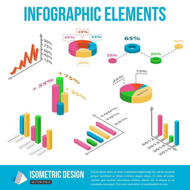 Isometric infographic elements - Vektör, Görsel