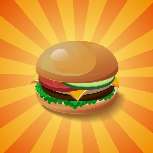 vector hamburger with tasty ingredients - Vector, Image