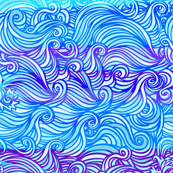 hand-drawn pattern with waves - Vector, Imagen
