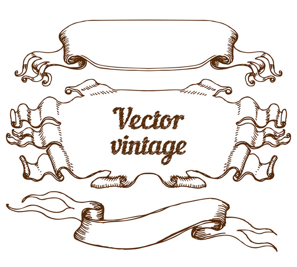 vintage style design elements, ribbons - Vector, Image