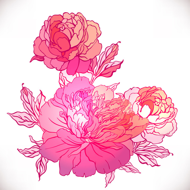 Vintage hand-drawing flowers. - Vector, Image