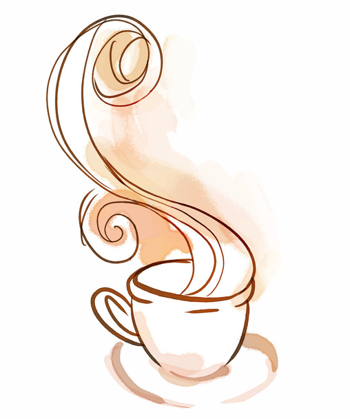Cup of tea of coffee. Watercolor - Vektori, kuva