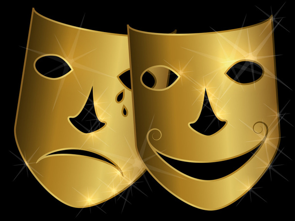Veselé a smutné Zlaté masky - Vektor, obrázek