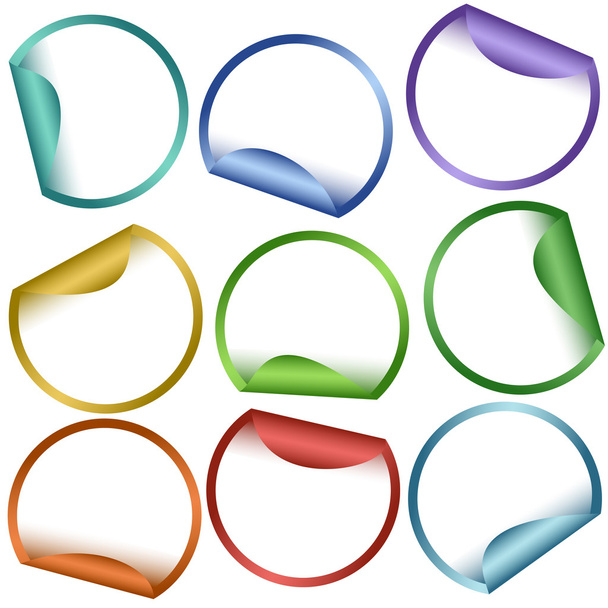 Conjunto de nueve pegatinas de colores
 - Vector, imagen