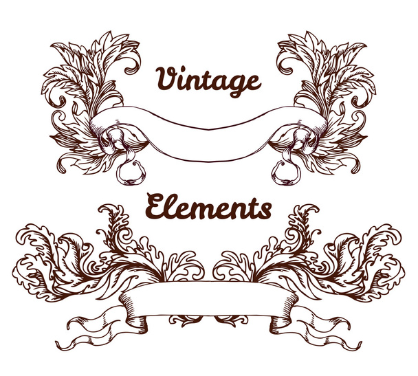 elementos de diseño de estilo vintage, cintas
 - Vector, Imagen