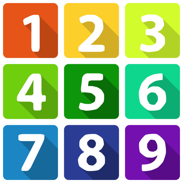 Numbers  on flat colorful plates - Διάνυσμα, εικόνα