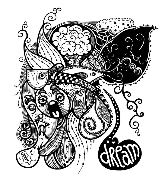 Modern sketchy style image of Bad Dream - Vector, Image