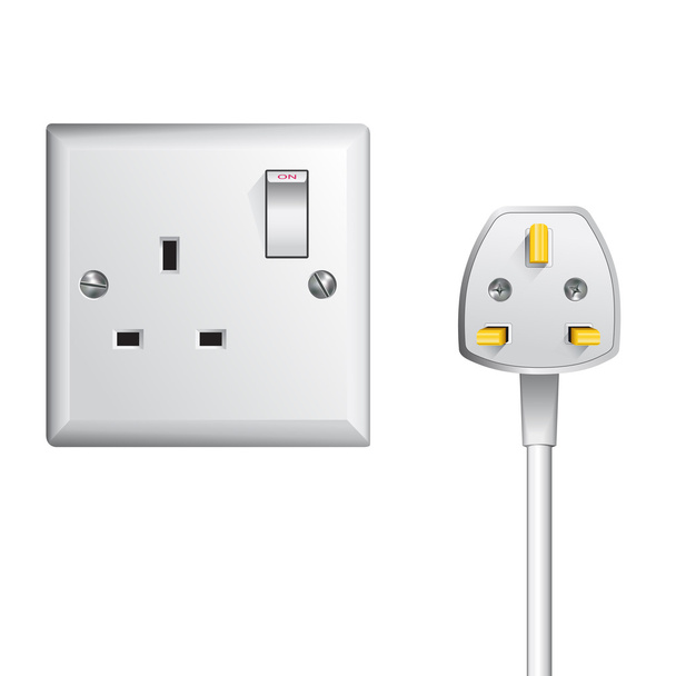 UK socket and cable - Vector, Image