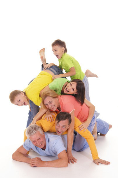 Funny family on white - 写真・画像