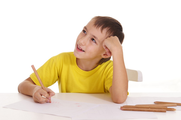 Young boy drawing - Fotó, kép