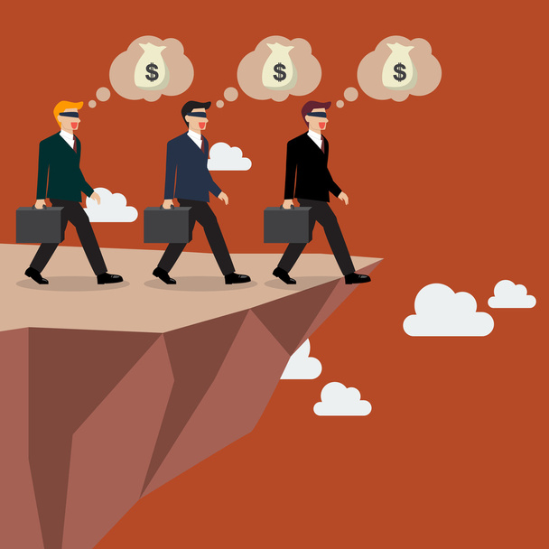 Businessmans walk straight into the abyss - Vector, Image