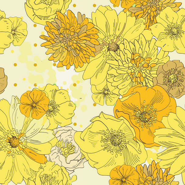 Elegance Colorful texture for decorating background. Seamless pattern with of flowers. Floral vector illustration. - Vector, Imagen