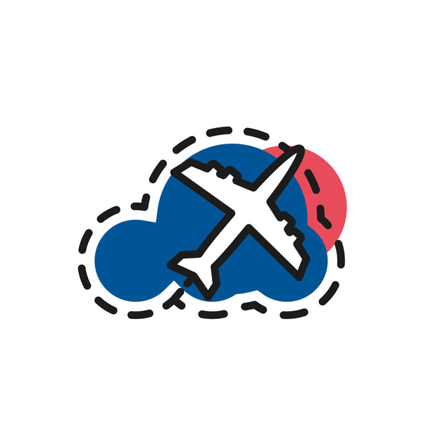 Color line icon for flat design. Airplane, flight - Διάνυσμα, εικόνα