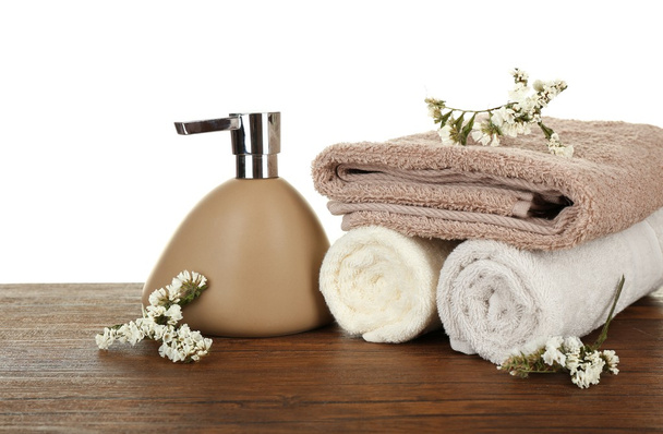 Soft towels with flowers - Valokuva, kuva