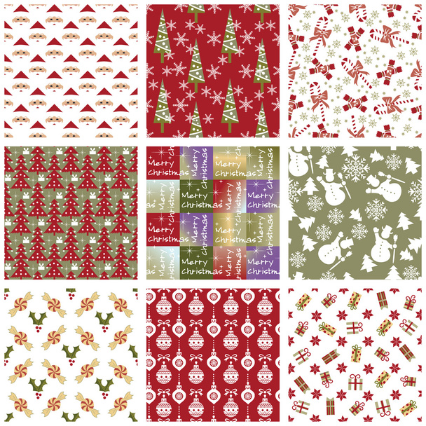 Christmas repeating swatches - Vector, Image