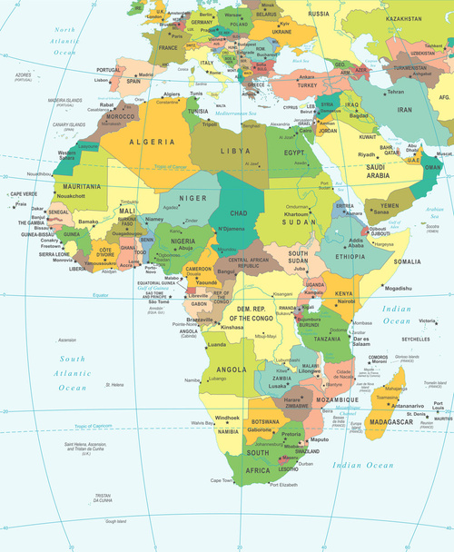 Afrika - kaart - illustratie. - Vector, afbeelding