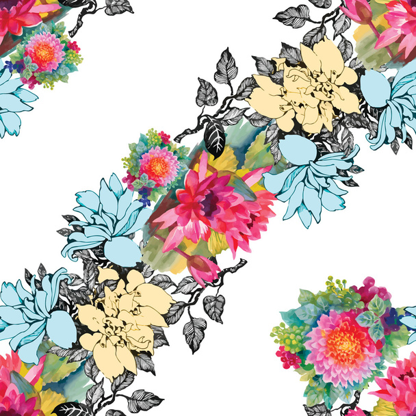 patrón de jardín con flores
 - Vector, Imagen