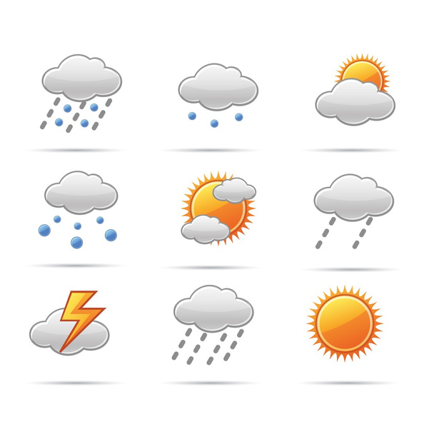 Meteorologie-Symbole gesetzt; Vektorillustration - Vektor, Bild